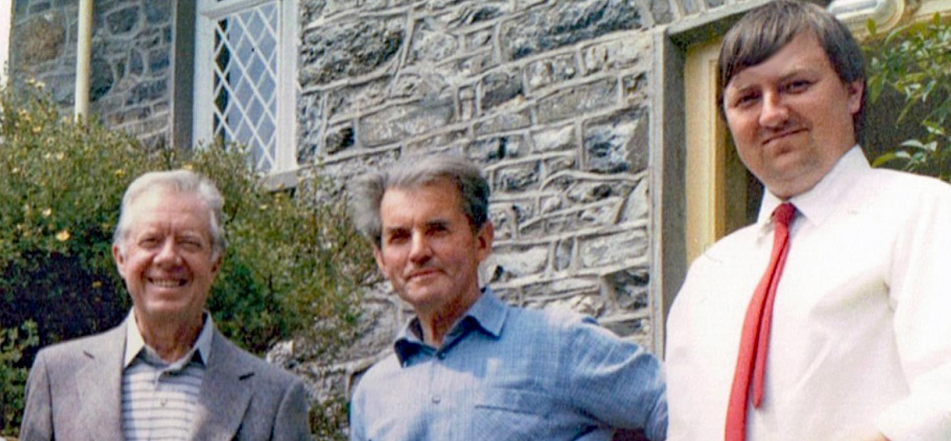 Jimmy Carter, Dai Williams ac Alun Lenny.jpg